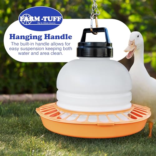 FARM-TUFF Top-Fill Duck Waterer, 3 Gallon – Durable BPA-Free Plastic Poultry Waterer with Wide Base & Splash-Reducing Design
