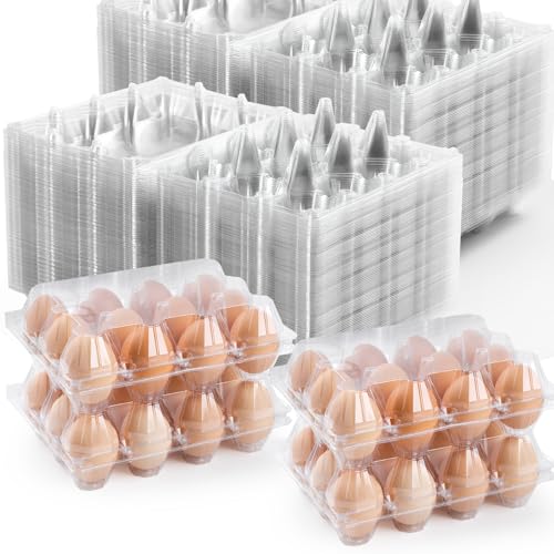 120 Pack Plastic Egg Cartons Cheap Bulk 12 Count, Clear Egg Trays 3x4 Grids | Bulk Egg Carton Fits Small to M Chicken Eggs, Reusable Egg Holder/Container for Family, Chicken Farm and Markets - size: 120P3×4
