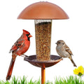 Metal Pole Stand Bird Feeder - 1.5lb Capacity | Durable copper finish, rust-resistant, attracts wild birds to yard, lawn, or garden, easy to install & fill, gifts for mom