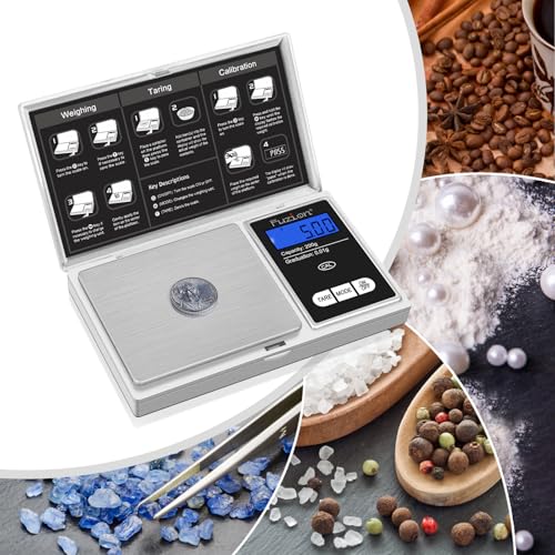 Fuzion Digital Pocket Gram Scale 0.01g x 200g - Jewelry Scale Portable | Easy of Use, Tare Function, 6 Modes Ounces Grains, Batteries Included, Mini Scale for Jewelry, Coins, Herb, Small Food - color: Silver