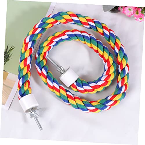 Hemobllo Bird Rope Perch, Colorful Parrot Cotton Rope Bird Perch Stand Climbing Toys Pet Parrot Chewing Toy for Parrots Cockatiels Parakeets Budgie Cages - size: 80cn