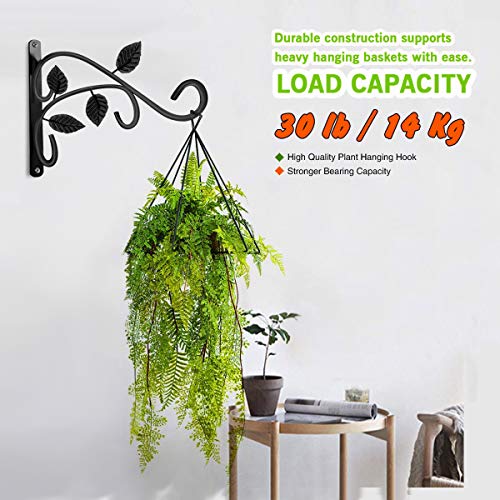 Hanging Plant Bracket, 12 Inch Wall Mount Hanging Plant Hook, Rust-Resistant Decorative Metal Plant Hanger for Flowers, Lanterns, Bird Feeders, Wind Chimes