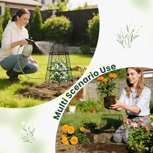 6 Pack Garden Cloche Plant Protectors from Animals, Adjustable 3-Tier Chicken Wire Plant Cages for Outdoor Plants, Stackable Metal Garden Cloches Keep Rabbits, Squirrels & Birds Away, 17.3" x 11.4" - size: 17.3" x 11.4"