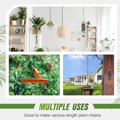 4-Pack 25.5 Inch Hanging Chain with Hooks for Hanging Bird Feeders, Birdbaths, Planters, Lanterns, Wind Chimes, Baskets, Billboards, Decorative Ornaments, Outdoor Indoor Use (Black)