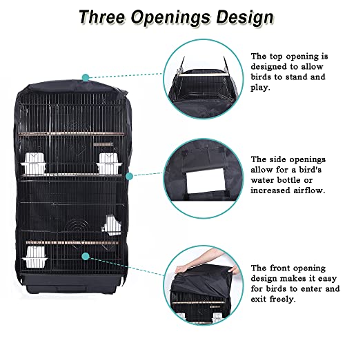 Bird Cage Cover for Night with Blackout for Parrot & Birds, Black | Universal Fit for Square Cages, Durable Washable Fabric, Blackout Birdcage Cover for Parakeets Lovebirds Budgies Macaw Conure
