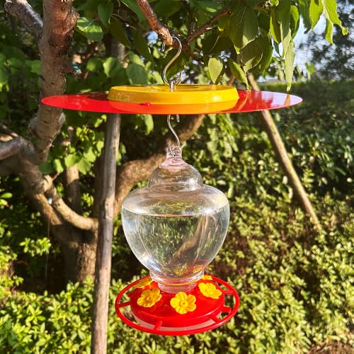 Metal Hummingbird Feeder Shade Cover,11.2 Inch Bird Feeder Umbrella,For Hummingbird Oriole Feeder Sun And Rain Cover.Yellow And Red