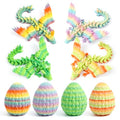 4 Pack 3D Printed Dragon Egg - Small Scale Egg with Winged Dragon Inside, Surprise 3D Printed Gift Toy, Desk Executive Pet, Figurine Decor - color: Rainbow Series