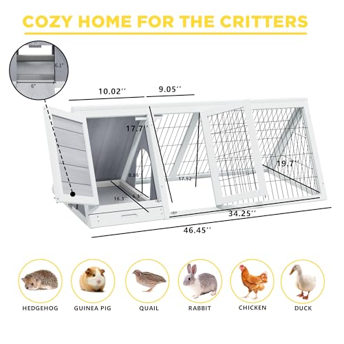 Chicken Coop for 2 Chickens Rabbit Hutch Quail Coop | Ventilated Wire Mesh, 3 Access Doors, Portable Playpen Run, Indoor Outdoor Use for Ducks, Chicks & Small Poultry Pets