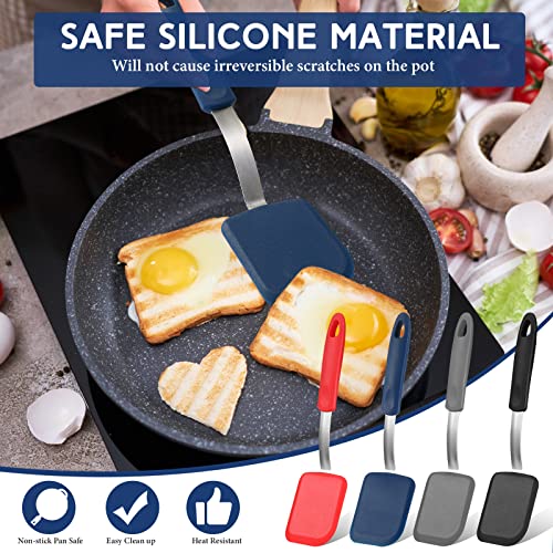 Gejoy 4 Pcs Silicone Cookie Spatula Turner Mini Brownie Spatula Flexible Silicone Spatulas Nonstick Cookware Heat Resistant No Scratch Flipper Baking Utensils for Egg Pancake(Gray, Blue, Black, Red) - color: Gray, Blue, Black, Red