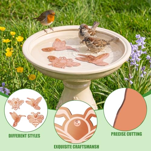 4 Pack Pure Copper Disk for Bird Bath Water Cleaner,Bee | Triple-point Support, Outdoor Bowl Purification, Algae Prevention Safe, Pure Copper Discs, Flower Petal Design Shapes - size: Bee