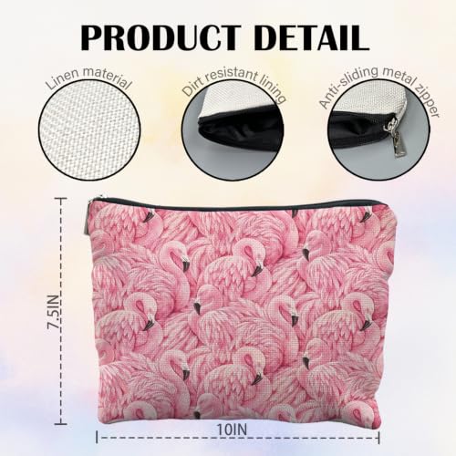 Pink Flamingo Gifts Canvas Makeup Bag for Women | Flamingo Lover Gifts, Preppy Pink Bird Canvas Cosmetic Bag Beach Bags Travel Toiletry Zipper Pouch Storage Organizer - color: Flamingo 2