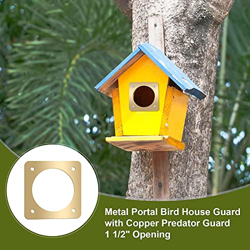 Hotop 18 Pcs 1 1/2'' Opening Metal Bird House Guard Portal Bird House Hole Protector with Copper Open Protector Guards for Eastern Bluebird Rooms Sparrow Houses(Opening) - size: 1 1/2'', style: Opening