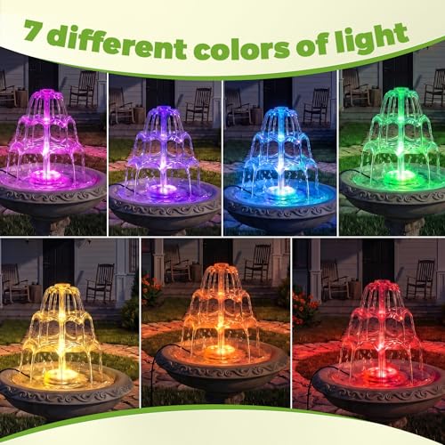 AISITIN 6.5W Solar Bird Bath Fountains with Lights, 3 Tiered Bird Bath | Solar Water Pump Upgraded Detachable DIY Solar Powered Fountain for Garden, Patio, Yard and Pond - color: White