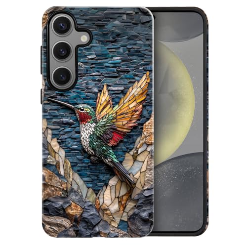 Compatible with Samsung Galaxy S24 Case,Glossy Case All-Round Protection Shockproof Anti-Scratches TPU Cover,Cases for Man Woman-Hummingbird Stained Glass - color: Hummingbird Stained Glass, size: Galaxy S24