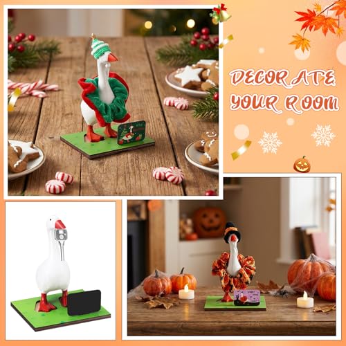 Relaxweex Magnetic Goose Key Holder Cute Resin Goose Statue with Mini Bow Tie Writable Interchangeable Signs Chalk for New Apartment Housewarming Gifts Office Table Desk Home Decor (Scrunchies) - style: Scrunchies