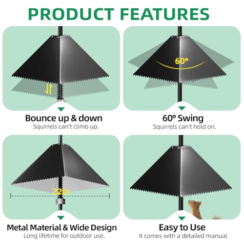 Metal Squirrel Baffle for Bird Feeder Pole, Pole Mount Bird House Guard, Squirrel Baffle for 4x4 Post (Black)