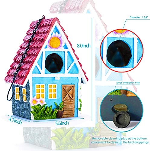 Garden Bird House for Outside Clearance Hanging Outdoors Country Cute Birdhouses for Wren Finchs Chickadee Hummingbird Tree Swallow Cage Kids Nature Lover Bluebird House(Red) - color: Red