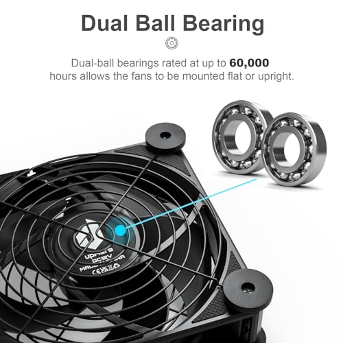 upHere Big Airflow 120mm x 25mm Computer Fan with AC Plug Cabinet Fan 100V 240V AC Power Supply,DC 12V 5 Speed Controller, for Router Mining Machine Chassis Server Workstation Cooling