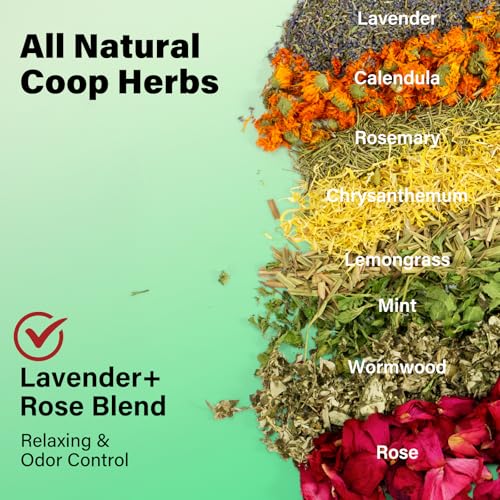 21oz Premium Chicken Nesting Herbs – Natural Dried Blend, Lavender Rose Mint Mix, Helps Reduce Odors and Freshen Coop Naturally, Relaxing & Calming Herbs for Happy Hens - size: 1.31 Pound (Pack of 1)