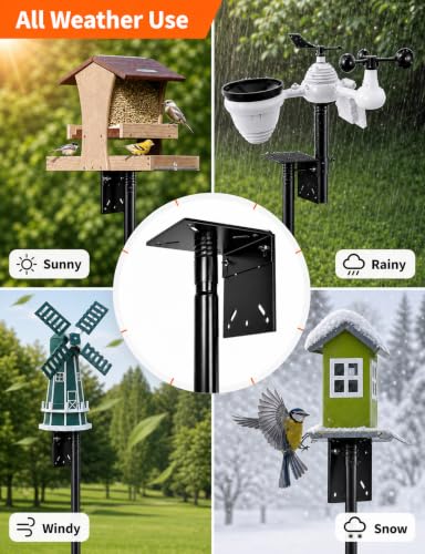 95 Inch Adjustable Bird House Pole, Heavy Duty 1 Inch Diameter Metal Bird Feeder Stand with 5-Prong Base, Rustproof Outdoor Mounting Pole for Bluebird Houses, Smart Bird Feeders and Weather Stations - size: 95Inch -Pole-1