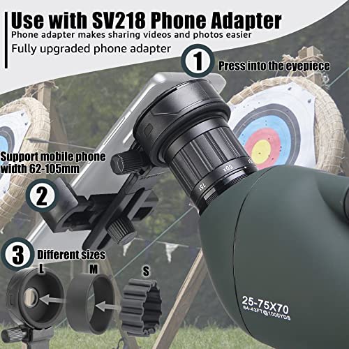 SVBONY SV28 Spotting Scope for Target Shooting with Upgrade Tripod Stable | 25-75x70mm Spotter Scope, Fold Down Eyecup/ Phone Adapter/ Carry Bag, Waterproof Beginner for Bird Watching Wildlife Viewing - style: 25-75x70 With Upgraded Tripod