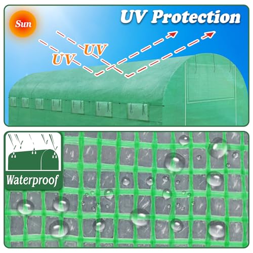 Replacement Greenhouse Cover for Walk in Greenhouse Frame Green House Top Cover (Frame NOT Included) (26 x 10 x 7 ft) - size: 26 x 10 x 7 ft