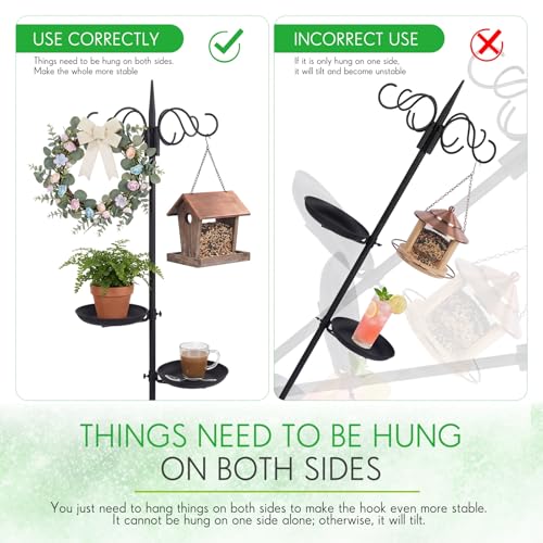 1 Set Upgraded 75.9" Shepherds Hook for Bird Feeder, Hanging Plant Wind Chime Stand, Metal Adjustable Standing Pole Holder for Indoor Outdoor, with 2 Rack & Weight Bag (4 Hooks) - style: 4 Hooks
