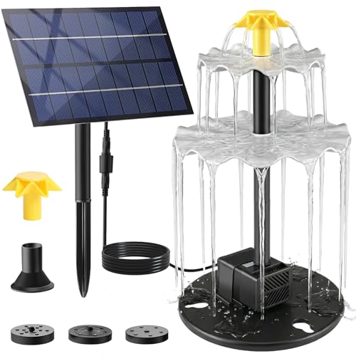 Solar Water Fountain for Bird Bath, 2.5W DIY Solar Powered Fountain Pump Kit with 4 Spray Nozzles, 9.54FT Cable for Birdbath, Garden, Pond, Pool, Outdoor - color: 2.5w Solar Fountain