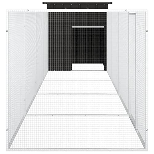 Large Chicken Cage Anthracite Galvanized Steel Outdoor Poultry Coop with Extension for Durable Weatherproof Ventilated Design - color: Anthracite-B, size: 35.8 x 196.9 x 39.4 in