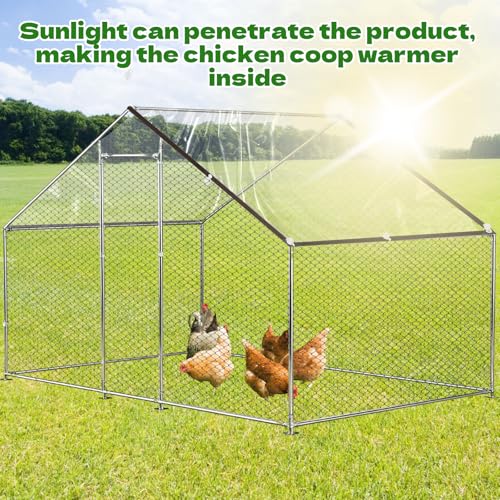 6.6x13 Ft Chicken Coop Cover with 10 Pcs Ball Bungees Cords Transparent Waterproof Material Protection from Sun Rain Snow and Low Temperature