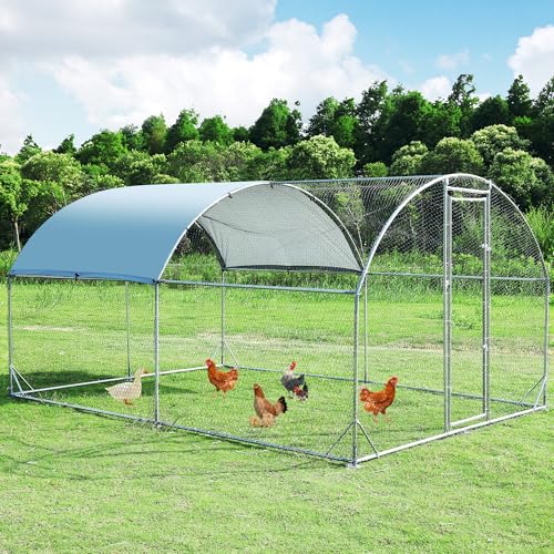 TOLEAD Large Metal Chicken Coop Upgrade Tri-Supporting Wire Mesh Chicken Run,Chicken Pen with Water-Resident and Anti-UV Cover,Duck Rabbit House Outdoor(9’ W x 13’ L x 6.5’ H) - size: 156.1"L x 108.0"W x 78.0"H