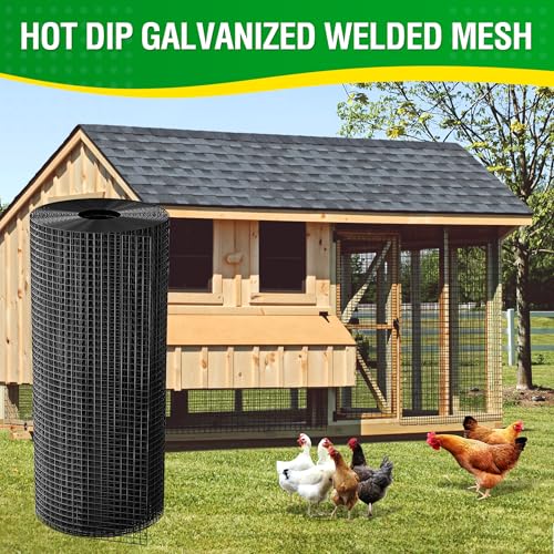 Vinyl Black Hardware Cloth 1/2 inch 48 x 100 ft 19 Ga Chicken Wire | Chicken Wire Mesh, Chicken Wire Fencing, Gopher Guard & Custom DIY Projects - size: 1/2 inch 48"×100'