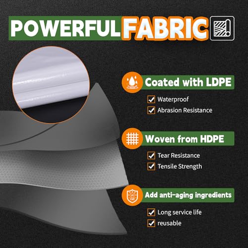 RAINDEWAY 5' X 7' (2 Pack) White Heavy Duty Waterproof Poly Tarp Cover | 12 Mil Extra Thick,Finished Size,UV Resistant,Weatherproof,with Metal Grommets and Reinforced Edge - color: White, size: 5x7 Feet (2-Pack)-Finished size