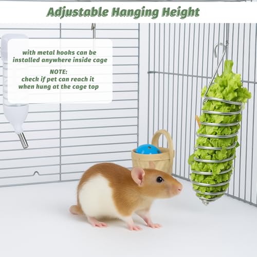 2Pcs Rat Enrichment Toys Bird Food Holder Rat Parrot Foraging Toy | Stainless Steel, Hanging Rodent Toy, Fruit Vegetable Holder, Puzzle Toy, Slow Feeder, Parakeet Foraging