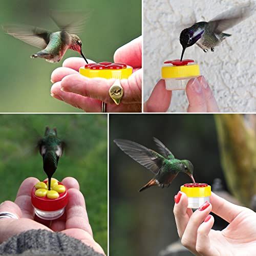 Hand Hummingbird Feeder, 4Pcs Mini Flower Hand Held Hummingbird Feeder with 4Pcs Cleaning Brush, Window Humming Wild Bird Feeders for Outdoor Supplies
