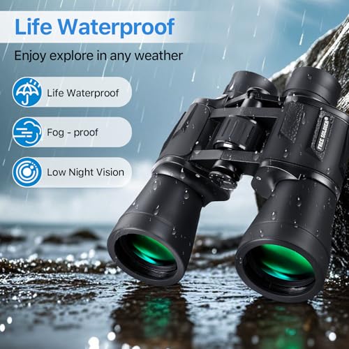 FREE SOLDIER 20x50 High Powered Binoculars for Adults, Black | With Bak4 Prism Fmc Lens, Lightweight, Portable, Waterproof, Fog-Proof, For Bird Watching, Hunting, Hiking, Concerts, Travel - color: Black
