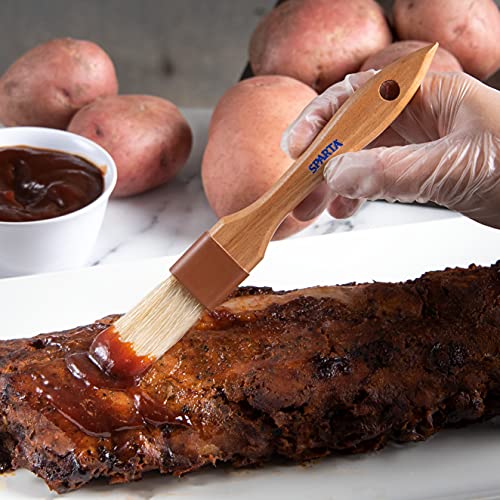 SPARTA Kitchen Basting Brush – 4037200 Basting Brush for Cooking Flat Boar Bristle Brush, Hardwood Handle for Kitchens, Restaurants, Catering, High Heat Food Prep, 1in - size: 8.25" x 1" (Pack of 1)