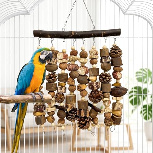 Extra Large Parrot Toy, 21-Inch Natural Wooden Macaw Chew and Shred Toy for African Grey, Macaw, Amazon Parrots and Other Medium to Large Parrots