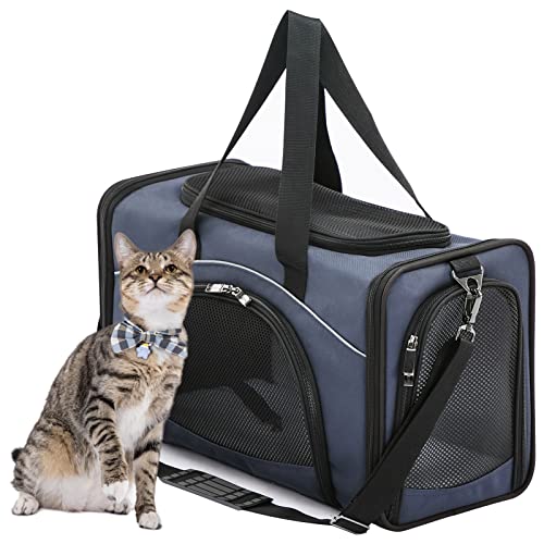 Petsfit Airline Approved Pet Carrier for Small Dogs & Cats, 18x8x11 TSA Approved Carrier, with Removable Dual-Sided Padding (2-Way Placement) - Fits Under Most Airplane Seats, Escape Proof (Navy) - color: Navy, size: 19.0"L x 9.5"W x 12.0"H
