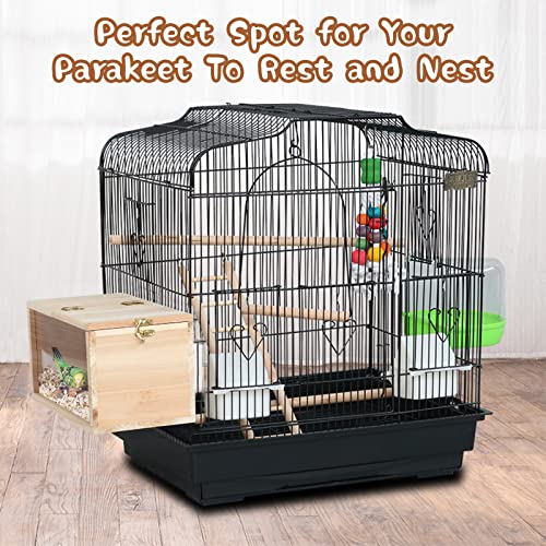 Parakeet Nesting Box,Transparent Cockatiel Nesting House(M) | Detachable Wooden Pine Bird Nest,Breeding box for Parrot, Lovebirds, Budgie, Conure, and Other Small Birds - size: M
