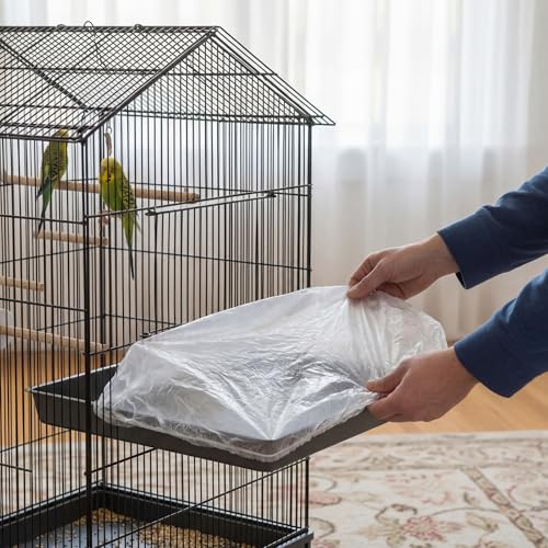 100 Pcs Disposable Bird Cage Liners Bags Accessories,Small Style | Clear Plastic Parakeet Liner Bags, Universal Birdcage Liner Bags for Parakeets, Parrots, Finches, Canaries, Cockatiels - style: Small Style