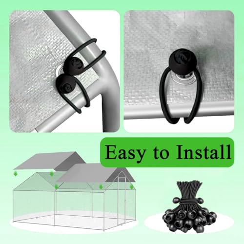 DLronwey Chicken Coop Cover Waterproof Accessories,11.5x6.3 ft Chicken Run Cover for Winter,Waterproof Insulated Chicken Coop Tarp with 25 Pcs Ball Bungees Cords(1 Pcs)