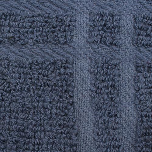 Ritz Premium 100% Cotton Solid and Multi Check Kitchen Tie Towel, Absorbent, Super Soft, and Fast Drying Hang Towel, Set of Two, Federal Blue - color: Federal Blue, size: Solid & Multi Check - 2 Piece