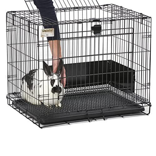 MidWest Homes for Pets Small Wabbitat Rabbit Cage, Grid Mesh Floor, Removable Tray, Top & Front Door Access, Rust Resistant Finish, No Tools Required - size: 25.0"L x 19.0"W x 20.0"H