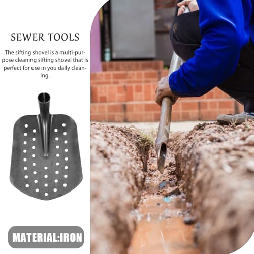 Homoyoyo Sewer Drainage Leakage Spade Tools Metal Sifting Shovel Tool Shovel Drain Mud Metal Sifting Mud Scoop Iron Portable Manure Spoon Sewer Line Cleaner