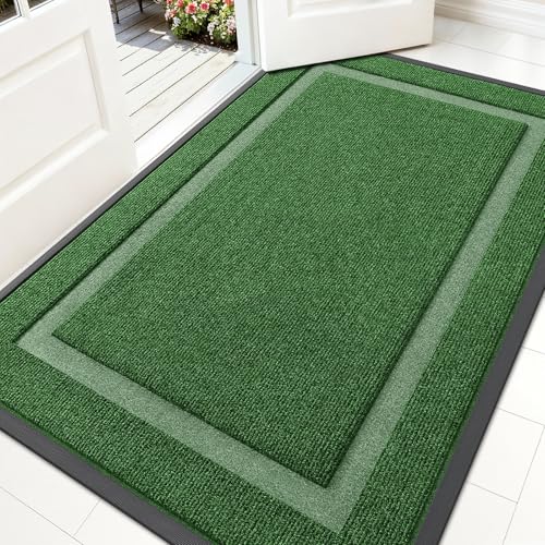 OLANLY Front Door Mat Outside 59x30, All-Season Heavy-Duty Rubber Doormat | Green, Absorbent, Stain and Fade Resistant, Waterproof Non-Slip Backing, Low-Profile Indoor Outdoor Floor Mat for Entryway - color: Green, size: 59" x 30"