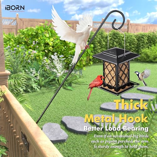 iBorn Fence Deck Hook Rail Heavy Duty Hummingbird Feeder Hanger 28 Inch Railing Hanging Hook for Bird Feeder, Suet Baskets, Planters, Wind Chimes, Solid Wire, 180 Degree Rotary, 1 Pack - style: 28" Fence Railings Hook,1 Pack