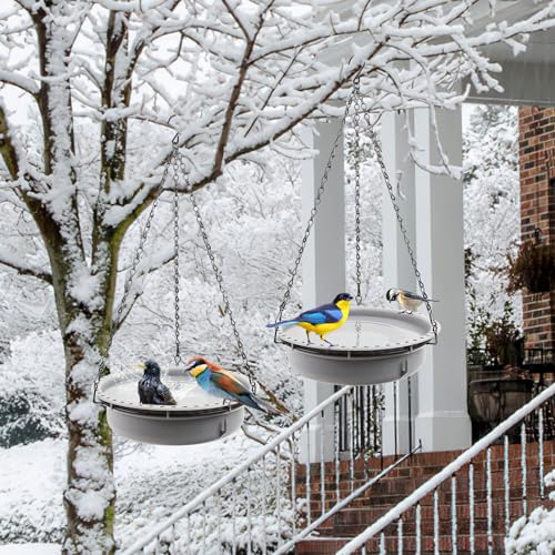 Hanging Heated Bird Bath for Outdoors for Winter, Large Capacity Heated Birdbath Deicer,75W Thermostatically Controlled Birdbath Heater for Winter Garden Patio Yard Decoration