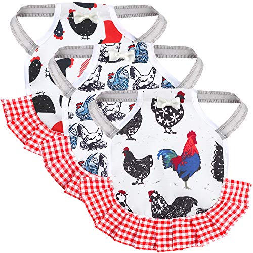 PETKNOWS 3 Pack Chicken Saddles for Hens with Elastic Straps | Cotton Fabric, Feather Protection for Small Medium Large Hens, Wing Elastic Straps, Hen Apron Care Supplies - color: Red White