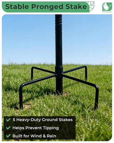 10" Small Metal Bird Bath with Stake, Outdoor Birdbath for Garden | 5-Prong Stake, Adjustable Height, Rust Resistant Finish, Easy Assembly, Shallow Bowl Design, Lawn Patio Decor - size: 10 "diameter, 1.6" depth